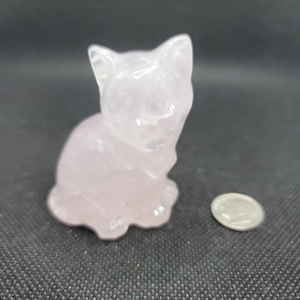 Rose Quartz Cat Crystal Figurine, 98g